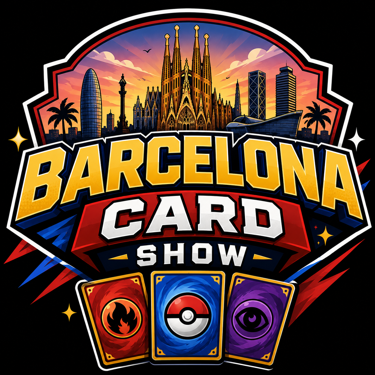 Logo de Barcelona Card Show con la silueta de la Sagrada Familia